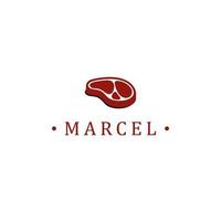 marcel kött logotyp design mall med kött ikon. perfekt för företag, företag, mobil, app, restaurang, etc vektor