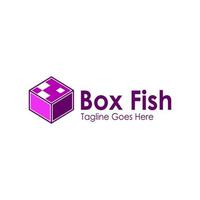 Box Fisch Logo Design Vorlage mit ein Fisch Symbol und Kasten. perfekt zum Geschäft, Unternehmen, Handy, Mobiltelefon, Anwendung, Restaurant, usw vektor