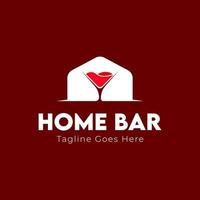 Zuhause Bar Logo Design Vorlage mit Glas Symbol und heim. perfekt zum Geschäft, Unternehmen, Handy, Mobiltelefon, Anwendung, Restaurant, usw vektor