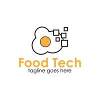 Essen Technik Logo Design Vorlage mit Ei Symbol und Pixel. perfekt zum Geschäft, Unternehmen, Handy, Mobiltelefon, Anwendung, Restaurant, usw vektor