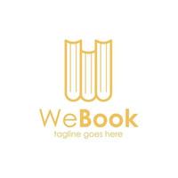 wir Buch Logo Design Vorlage mit Brief w und Buch Symbol. perfekt zum Geschäft, Unternehmen, Restaurant, Handy, Mobiltelefon, Anwendung, usw vektor