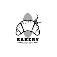 logotyp mall för bageri eller kaka affär, med illustration av värma bröd. vektor