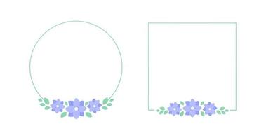 Pastell- Lavendel Blumen- Rahmen Satz. botanisch Blume Rand Vektor Illustration. einfach elegant romantisch Stil zum Hochzeit Veranstaltungen, Zeichen, Logo, Etiketten, Sozial Medien Beiträge, usw.