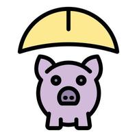 Haftung Schweinchen Bank Symbol Vektor eben