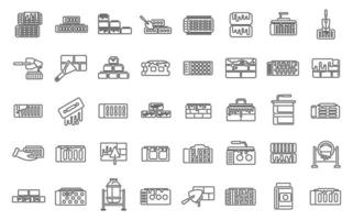 tegel och murbruk ikoner som kontur vektor. konstruktion tegel vektor