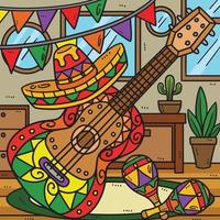 cinco de Mayo Gitarre und Maracas farbig Karikatur vektor