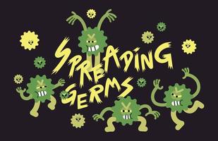 ondska bakterie spridare tecknad serie karaktär vektor
