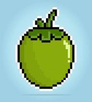8-bitars pixel kokos. frukt i vektor illustrationer för spel tillgångar och korsa sömmar.