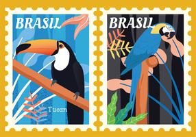 Brasilien Briefmarke Tier Vektor Pack