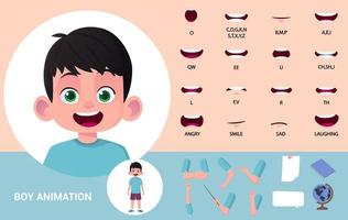 Junge Charakter Mund Animation und Lippe synchronisieren vektor