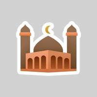 söt masjid klistermärke ikon vektor