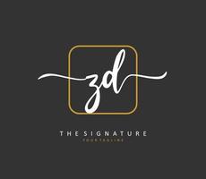 zd Initiale Brief Handschrift und Unterschrift Logo. ein Konzept Handschrift Initiale Logo mit Vorlage Element. vektor