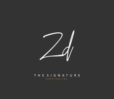 zd Initiale Brief Handschrift und Unterschrift Logo. ein Konzept Handschrift Initiale Logo mit Vorlage Element. vektor