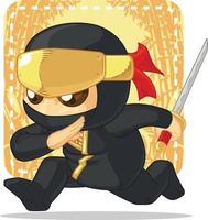 tecknad ninja håller japanska svärd illustration maskot ritning vektor