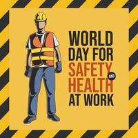 värld dag säkerhet och hälsa på arbete. säkerhet dag firande. platt design. vektor