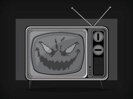 Fernsehgeist böses Gesicht Geist Halloween Cartoon Vektor Zeichnung