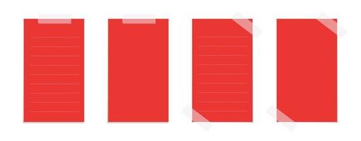 vertikal rektangel röd klibbig posta notera mall. tejpade kontor PM papper vektor illustration.