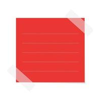 fyrkant röd klibbig posta notera mall. tejpade kontor PM papper vektor illustration.