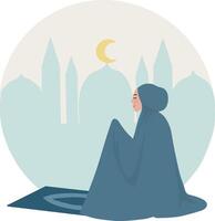 Porträt von Frau salat Shalat Moslem beten Geste Hand Ramadan eid fitr Illustration vektor