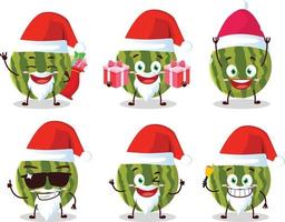 Santa claus Emoticons mit Wassermelone Karikatur Charakter vektor