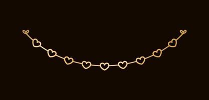guld hjärtan krans, festlig födelsedag, valentines fest firande, hängande buntings kransar vektor illustration