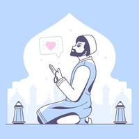 islamisch Muslim Junge beten Vektor