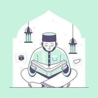 islamisch Muslim Junge lesen Koran vektor