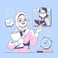 e inlärning hijab lärare flicka illustration vektor