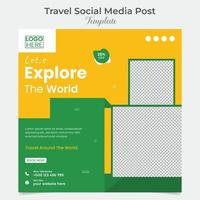 Urlaub Tourismus und Reise Sozial Medien Post und Platz Flyer Post Banner Vorlage Design vektor