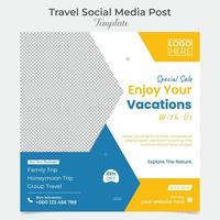 Urlaub Reise und Tourismus Platz Flyer Post Banner und Sozial Medien Post Vorlage Design vektor