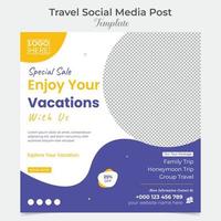 Urlaub Reisen und Tour Sozial Medien Post und Platz Flyer Post Banner Vorlage Design vektor