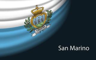 Welle Flagge von san Marino auf dunkel Hintergrund. Banner oder Band vec vektor
