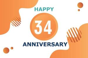 34 Jahre Jahrestag Feier geometrisch Logo Design mit Orange Blau und Weiß Farbe Nummer auf Weiß Hintergrund Vorlage vektor
