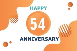 54 år årsdag firande geometrisk logotyp design med orange blå och vit Färg siffra på vit bakgrund mall vektor