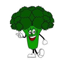 söt broccoli med isolerat vit bakgrund element. design för barns bok vektor illustration.