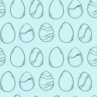 nahtlos Muster mit Kontur Ostern Eier. dekoriert Eier mit Muster zum das Frühling Urlaub. linear Illustration zum konzeptionelle Design. Hintergrund zum ein Gruß Karte. vektor