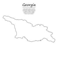 enkel översikt Karta av georgien, silhuett i skiss linje stil vektor