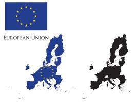 europäisch Union Flagge und Karte Illustration Vektor