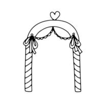 traditionell Hochzeit Bogen mit Herz. Vektor Linie Gekritzel Illustration isoliert auf Weiß