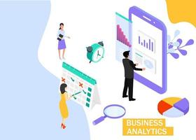 Geschäft Analytik Konzept. Geschäft Finanzen und Industrie. isometrisch Projektion. Vektor Illustration. eps 10