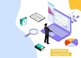 Geschäft Analytik Konzept. Geschäft Finanzen und Industrie. isometrisch Projektion. Vektor Illustration. eps 10