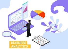 Geschäft Analytik Konzept. Geschäft Finanzen und Industrie. isometrisch Projektion. Vektor Illustration. eps 10