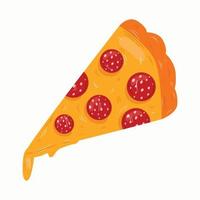 pizza skiva med smält ost och pepperoni. amerikan gata snabb mat.vektor hand dragen illustration. vektor