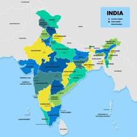 Indien Karta med omgivande gränser vektor