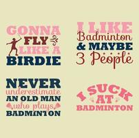 badminton t-shirt design uppsättning vektor