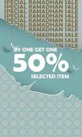 Banner Verkauf 50 aus ausgewählt Ramadan Besondere Artikel mit islamisch 3d Ornament Pastell- Blau Farbe attraktiv elegant einfach eps 10 vektor