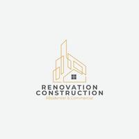 bostads- och kommersiell renovering och konstruktion linje konst logotyp begrepp vektor