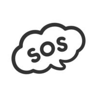 SOS Notfall warnen Rede Blase Symbol. süß schwarz Text Beschriftung Vektor Illustration.