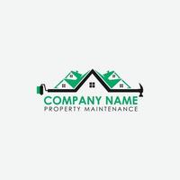 Eigentum Instandhaltung Haus umgestalten und Renovierung echt Nachlass Logo mit Farbe Bürste und Hammer vektor