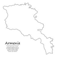 einfach Gliederung Karte von Armenien, Silhouette im skizzieren Linie Stil vektor